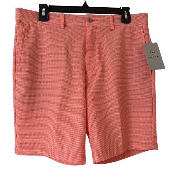 NWT PGA Tour Shorts Living Coral 32 Moisture Wicking Performance Stretch Fabric - Picture 1 of 7